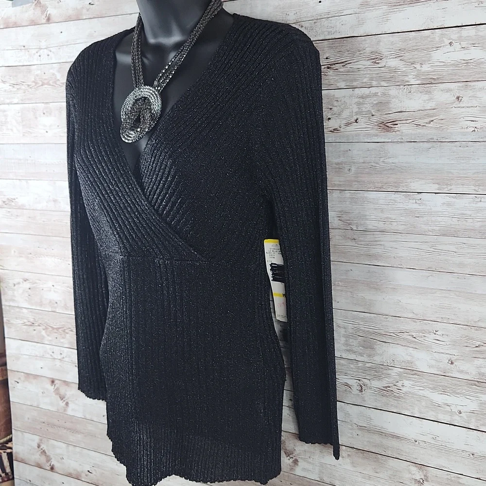 NWT, Nine West, Women's black ribbed sweater. Sz M - Picture 2 of 7